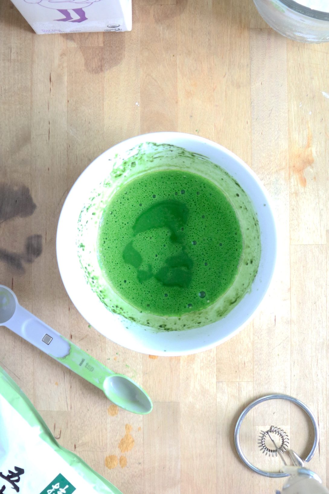 Matcha whisked with a little water until smooth and frothy